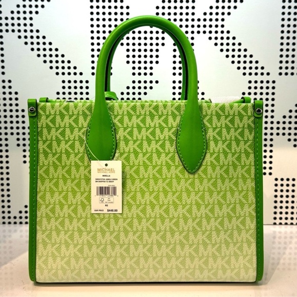 Michael Kors Mirella Small Ombré Signature Logo Crossbody Bag Jungle Green - Picture 6 of 9